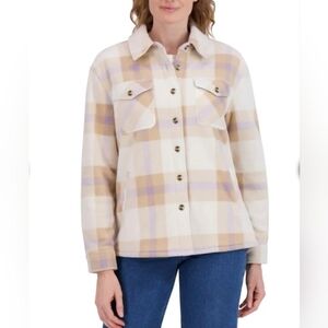 NWT Sage Collective Women’s Plush Fleece Shirt Jacket Tan Size Large